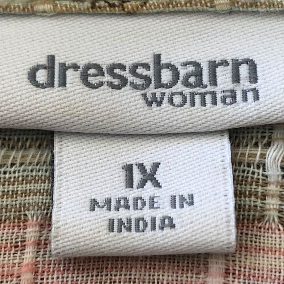 Dress Barn 1X Button-Up Shirt Pink Green Brown - Picture 6 of 8